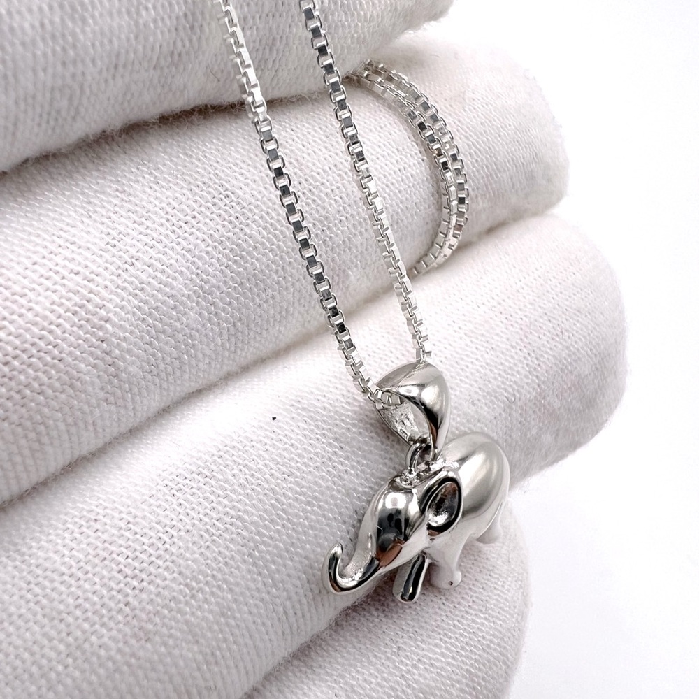 .925 Sterling Silver Elephant Necklace - Picture 6 of 14